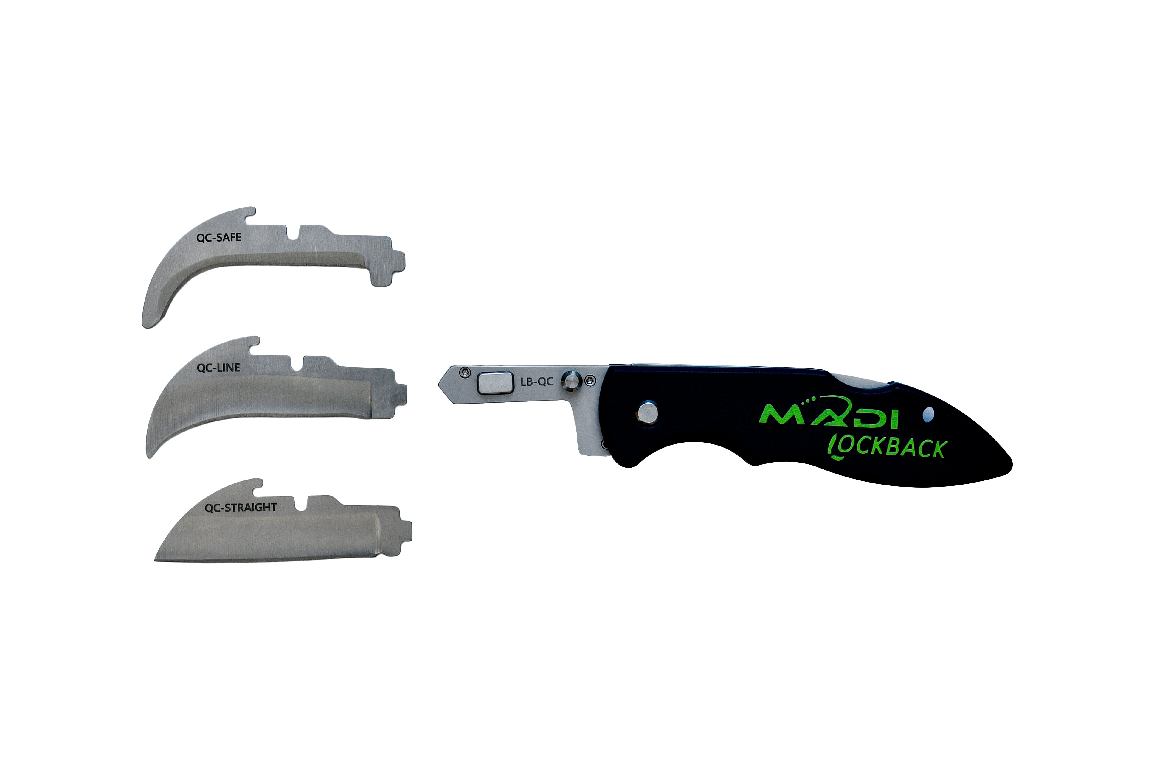 Lockback Quick-Change Assorted 5pc Blade Pack - Lineman Pointed (3), Straight (1), & Safety (1)