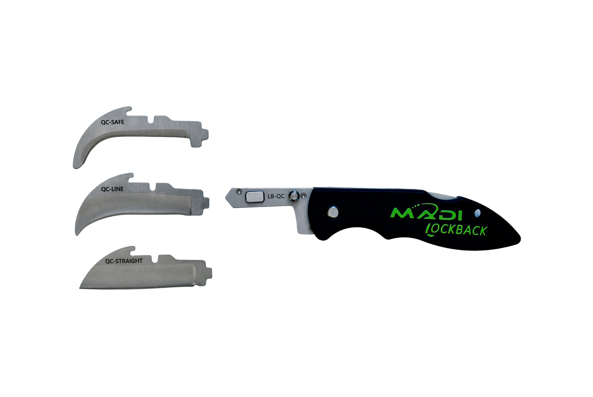 Lockback Quick-Change Assorted 5pc Blade Pack - Lineman Pointed (3), Straight (1), & Safety (1)