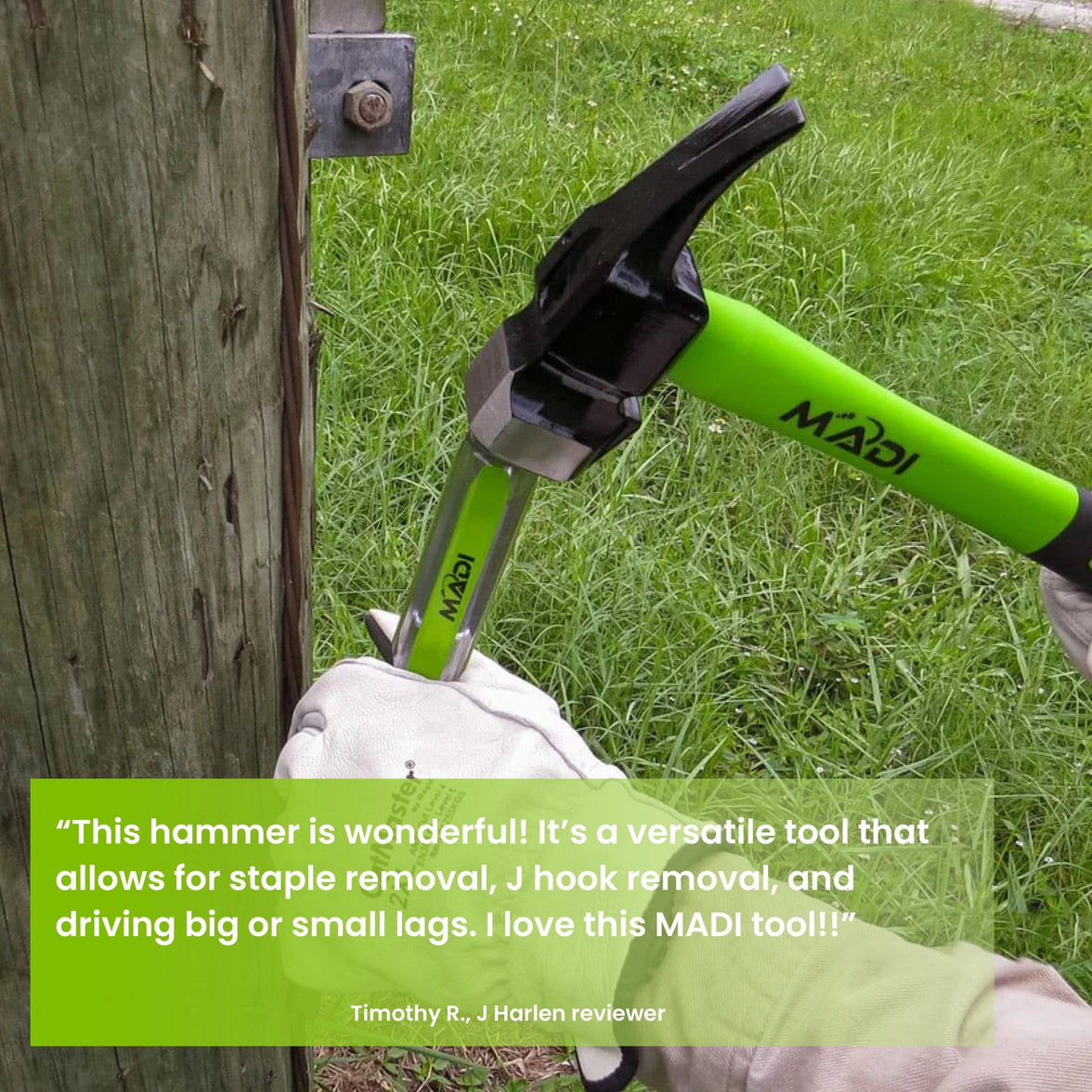 Claw Milled Lineman Hammer - MADI Lineman Tools