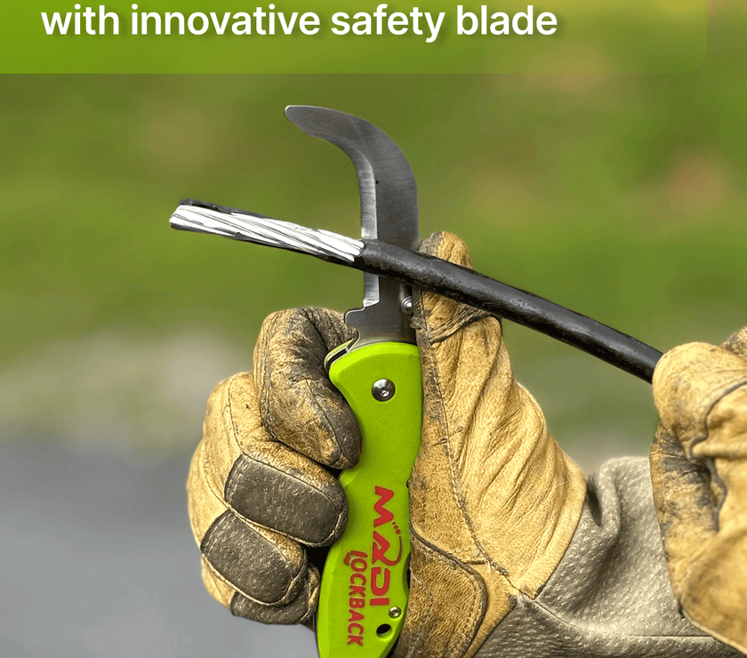 Lockback Safety Blade Lineman Knife - MADI Lineman Tools